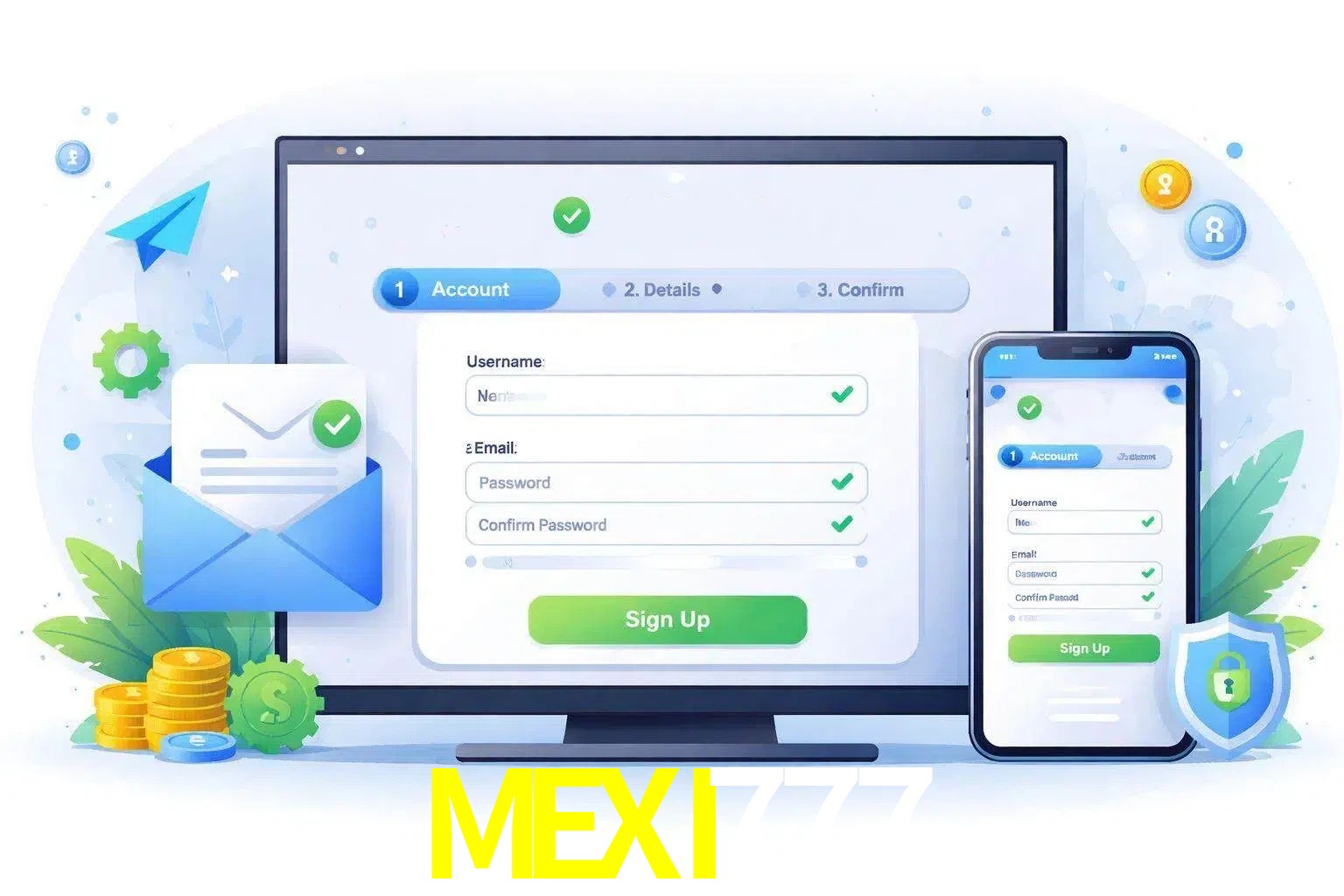 Registro de nuevo usuario y configuración de cuenta MEXI777